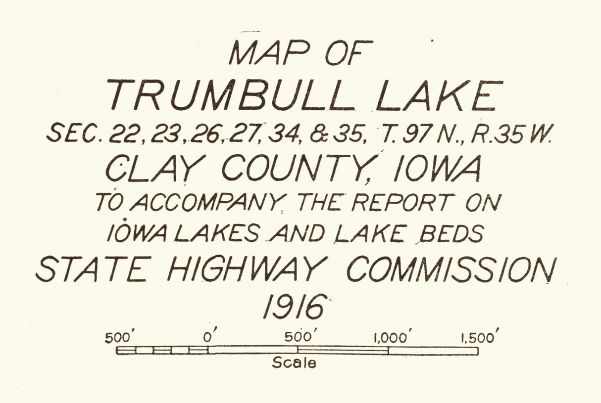 1916 Map of Trumbull Lake and Round Lake Clay County Iowa