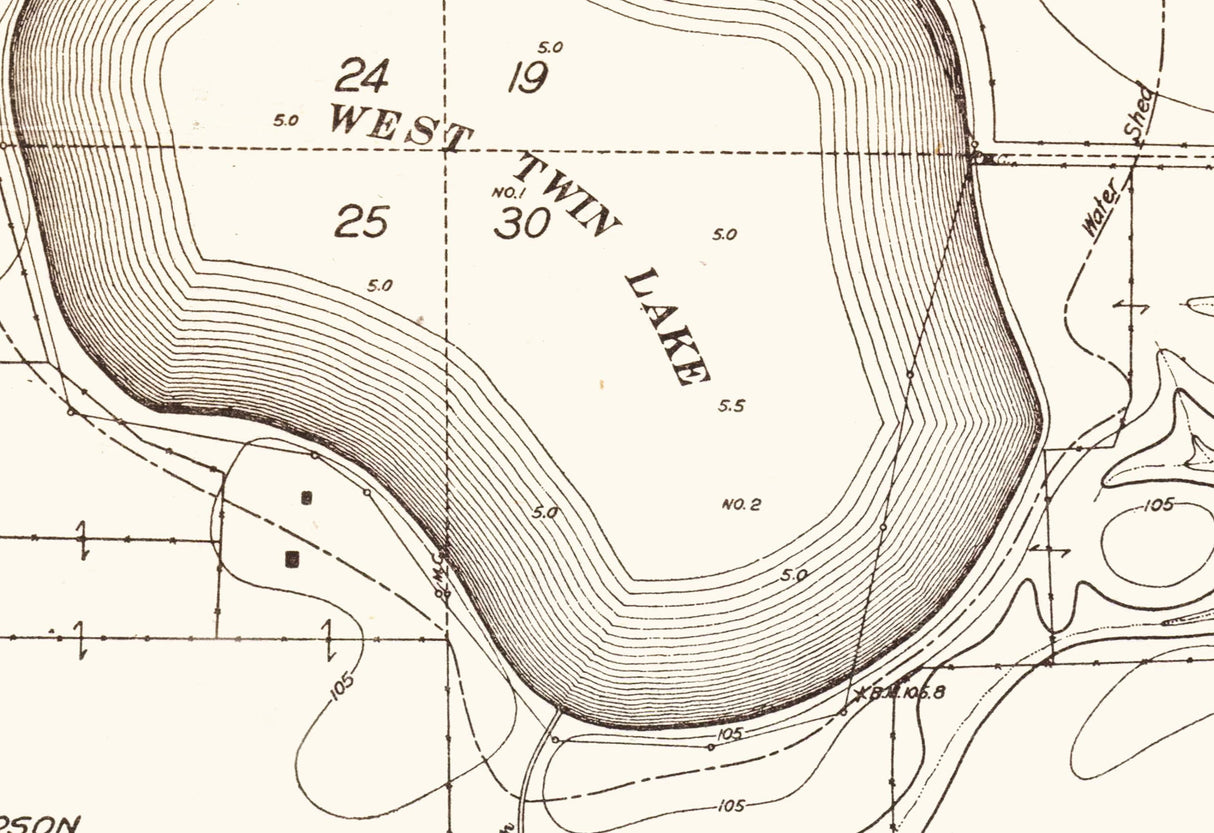 1916 Map of West Twin Lake Hancock County Iowa