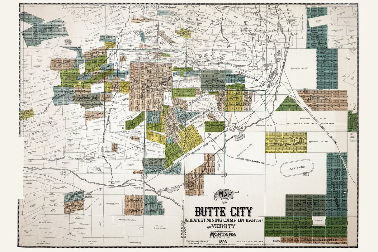 1893 Map of Butte City Montana