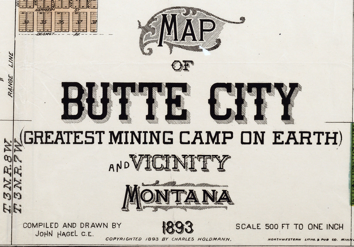 1893 Map of Butte City Montana