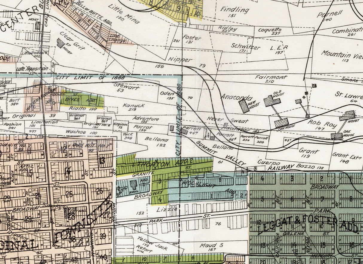 1893 Map of Butte City Montana