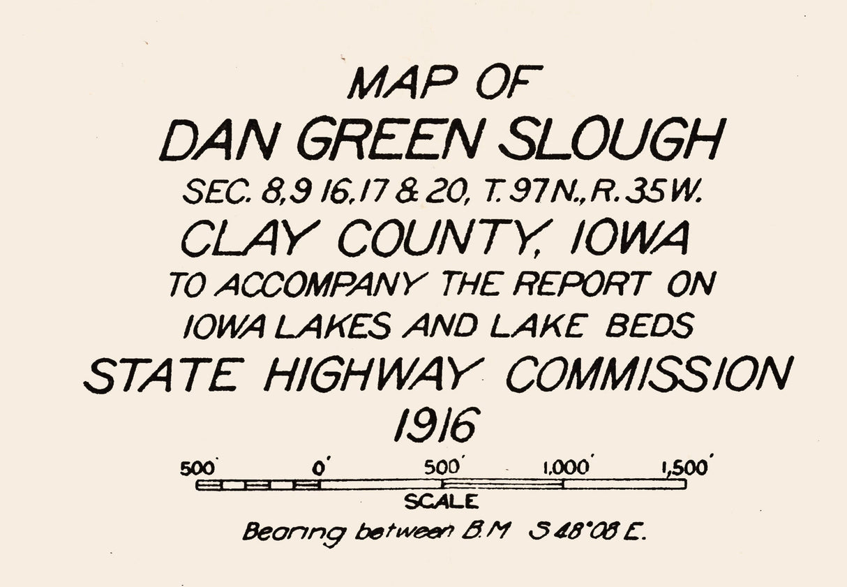 1916 Map of Dan Green Slough Clay County Iowa