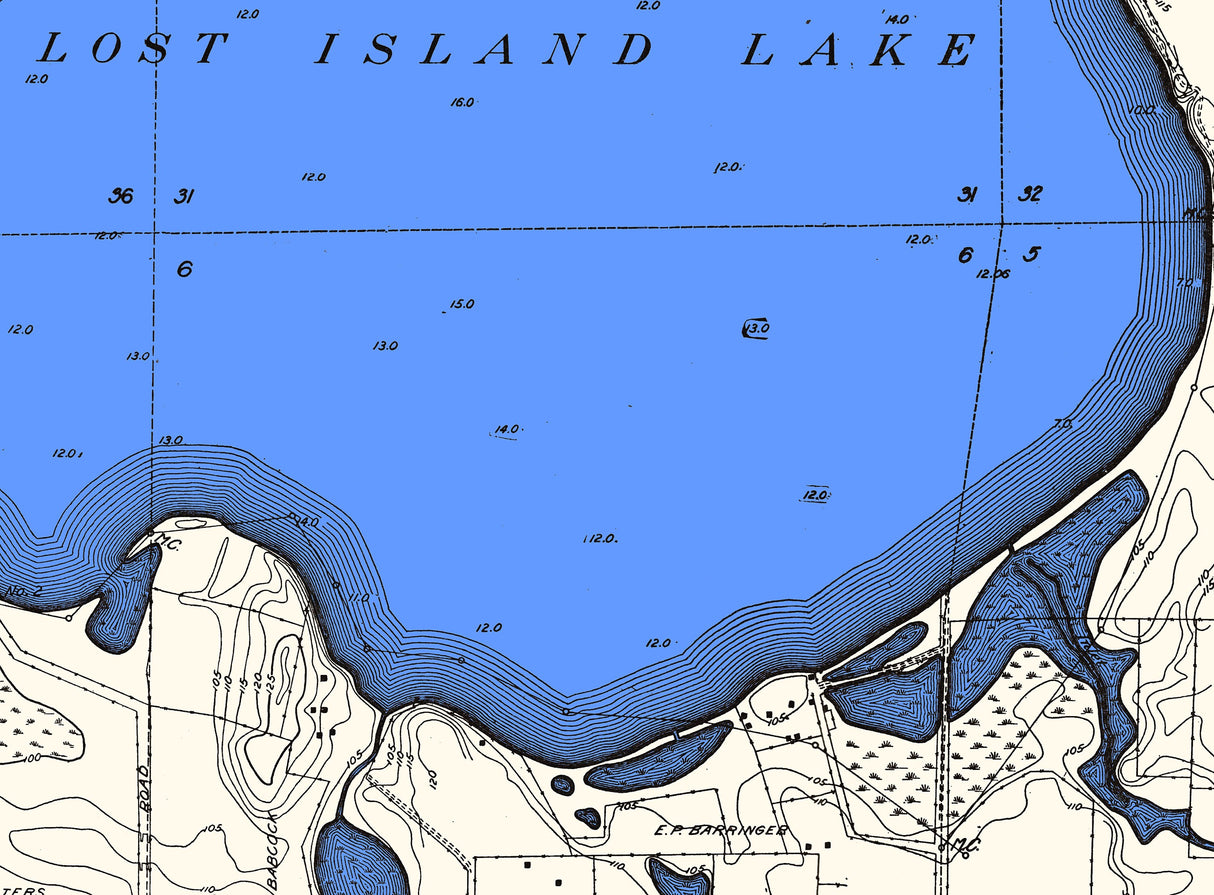 1916 Map of Lost Island Lake Clay County and Palo Alto County Iowa