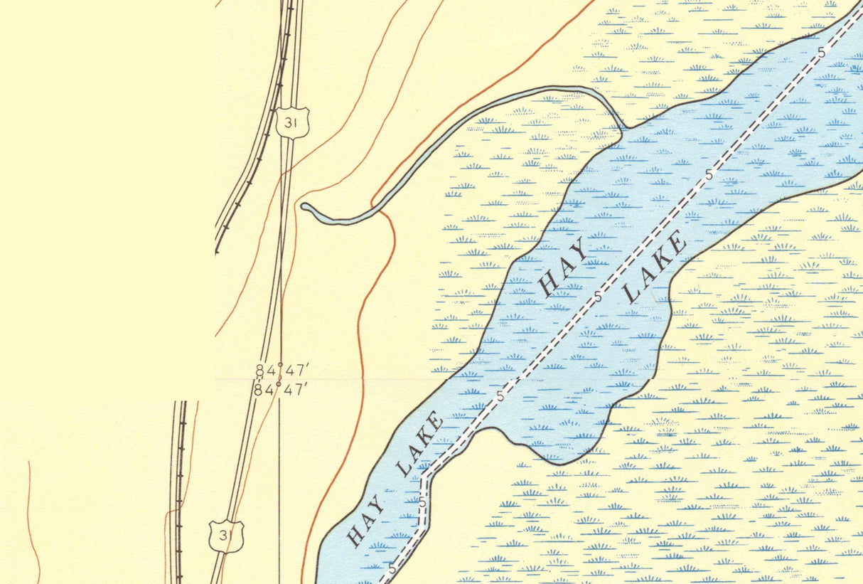 1960 Nautical Map of Crooked River Hay Lake Michigan