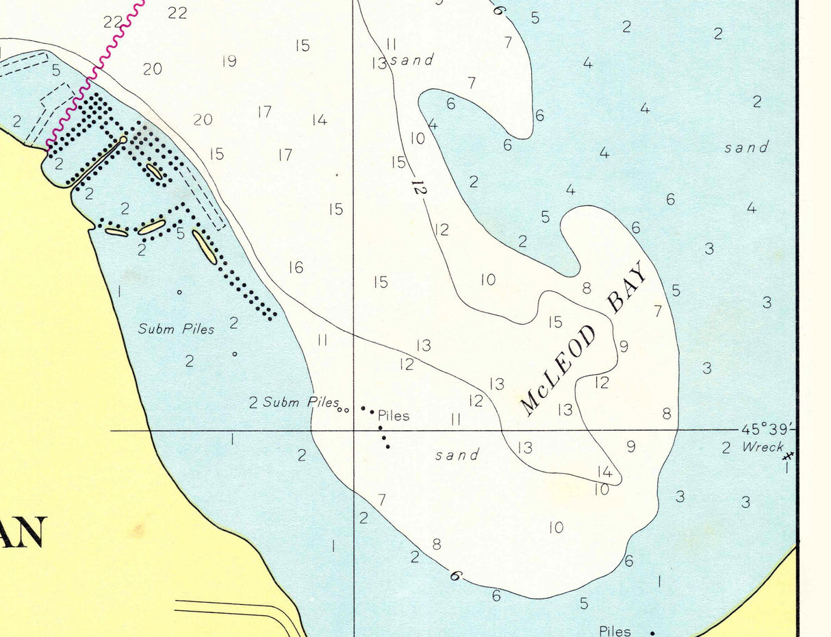 1960 Nautical Map of McLeod Bay Lake Huron Cheboygan Michigan