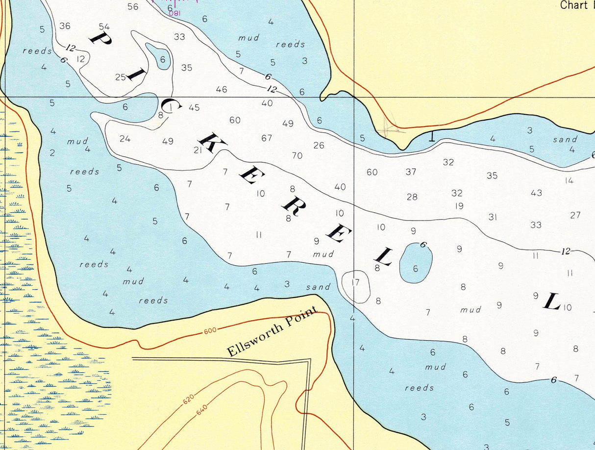 1960 Nautical Map of Pickerel Lake Michigan