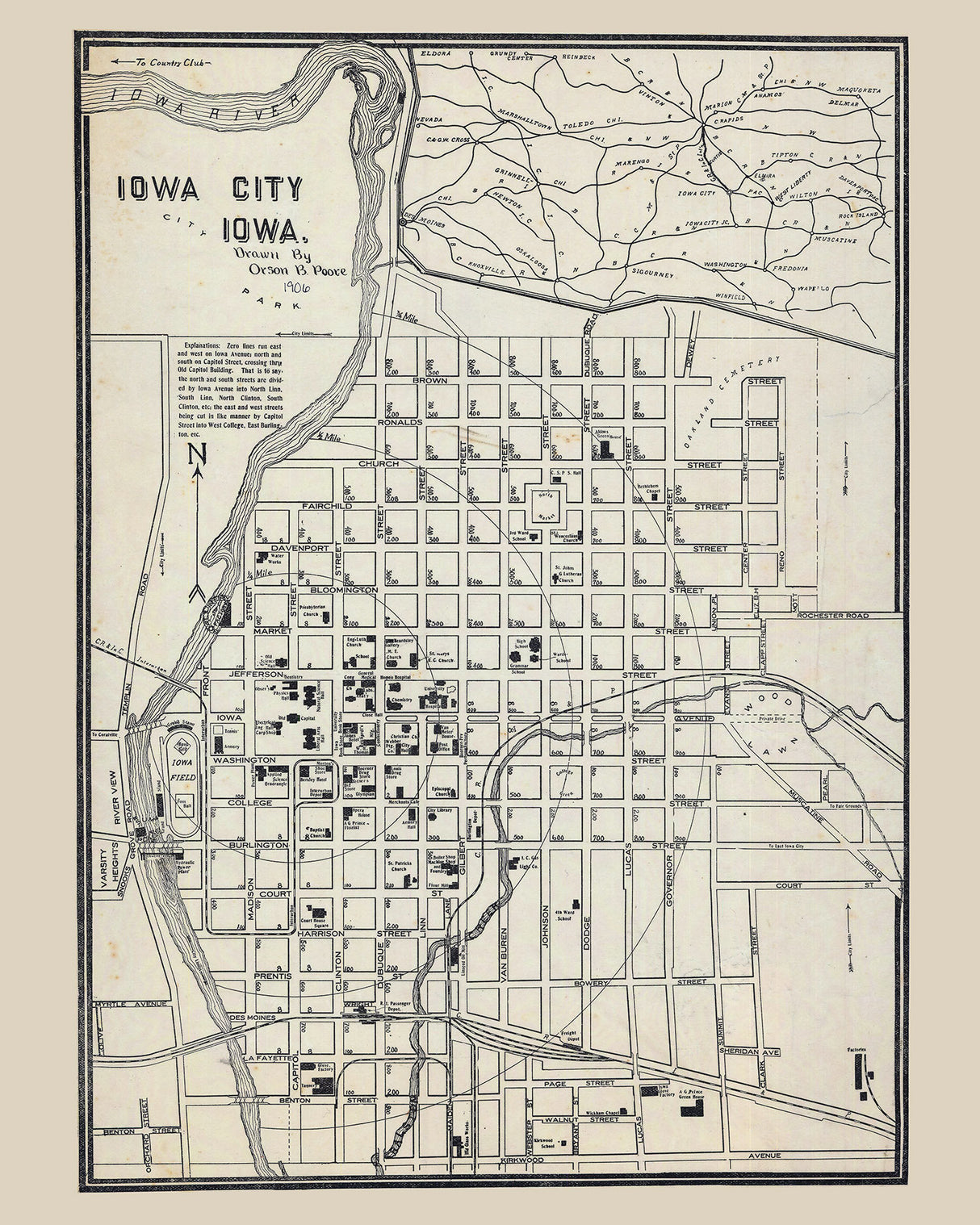 1906 Map of Iowa City Iowa