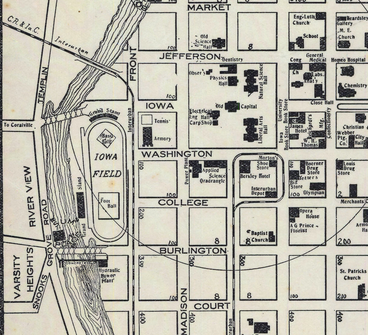 1906 Map of Iowa City Iowa