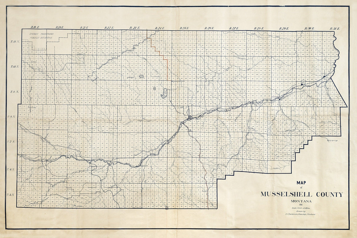 1911 Map of Musselshell County Montana