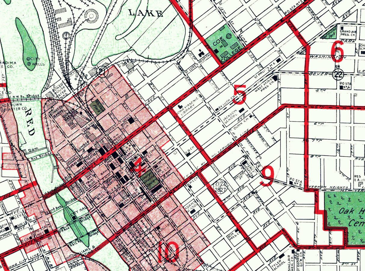 1916 Map of Cedar Rapids Iowa