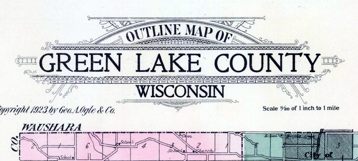 1923 Map of Green Lake County Wisconsin