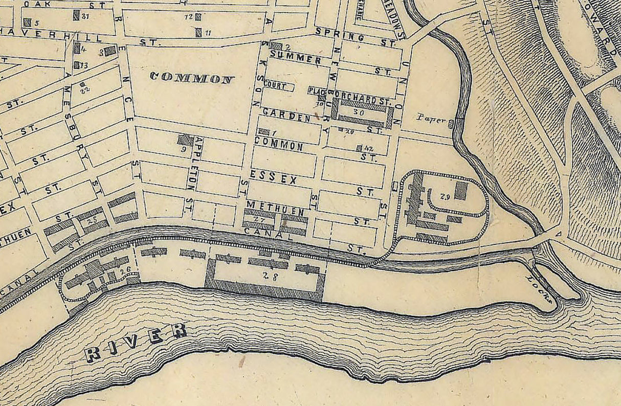 1850 Town Map of Lawrence Essex County Massachusetts
