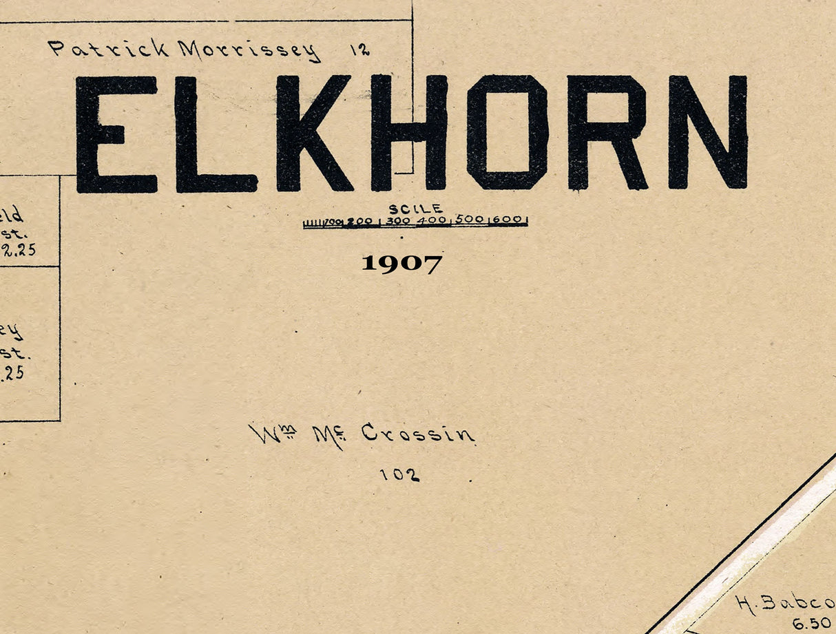 1907 Town Map of Elkhorn Walworth County Wisconsin