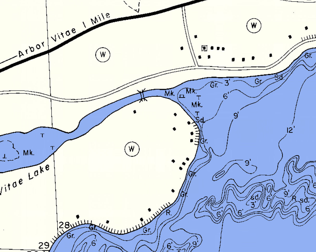 1976 Map of Little Arbor Vitae Lake Vilas County Wisconsin