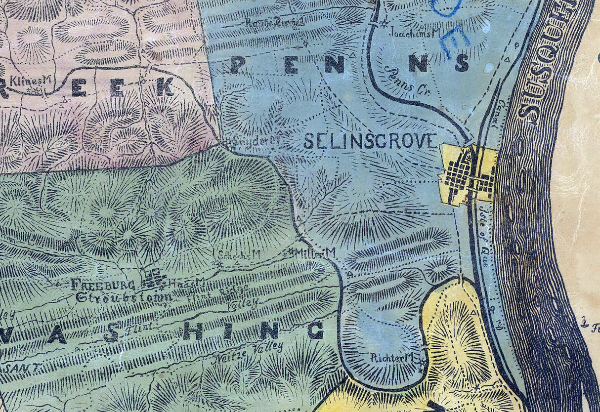 1850 Map of Snyder County and Union County Pennsylvania
