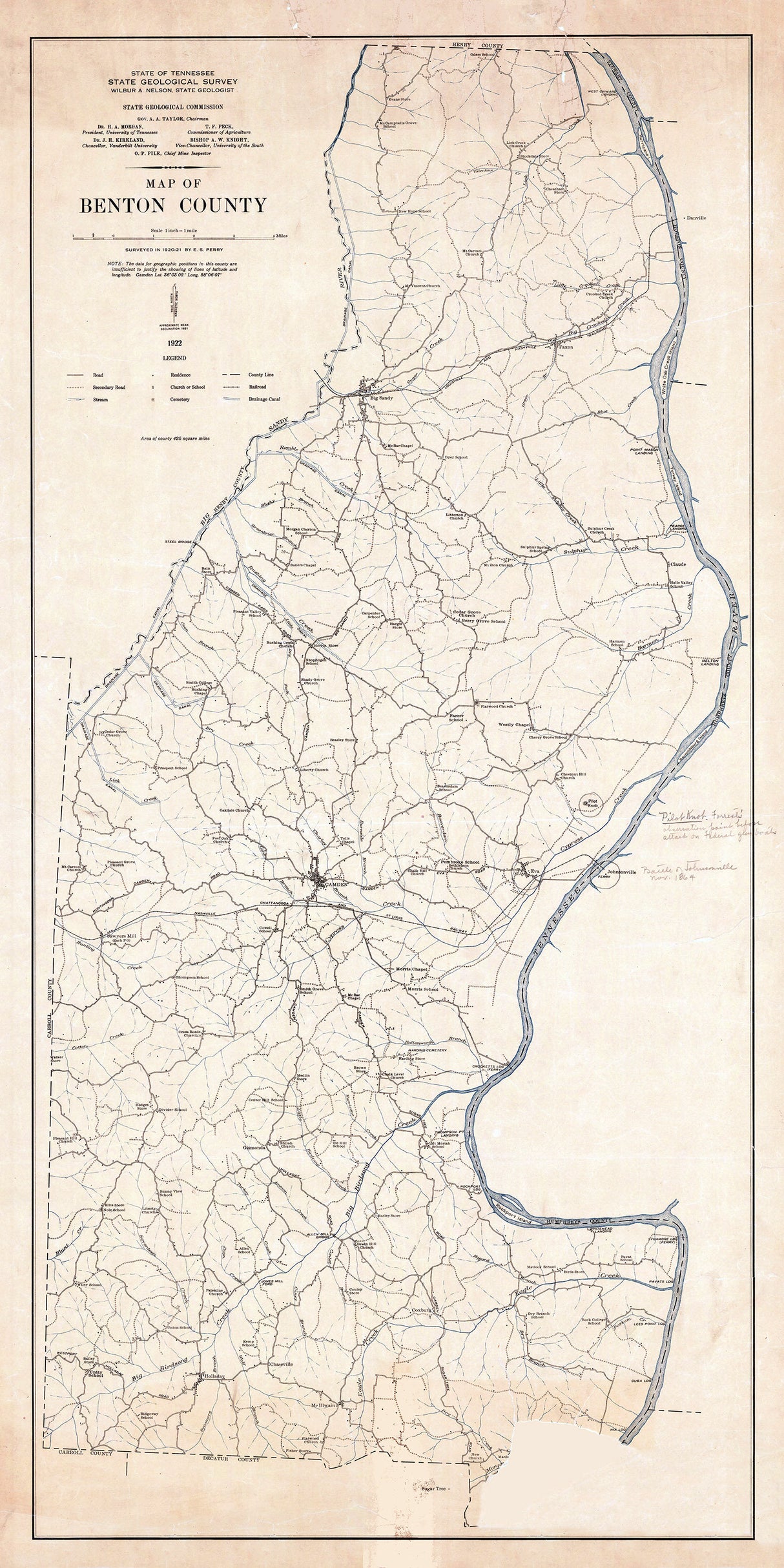 1922 Map of Benton County Tennessee