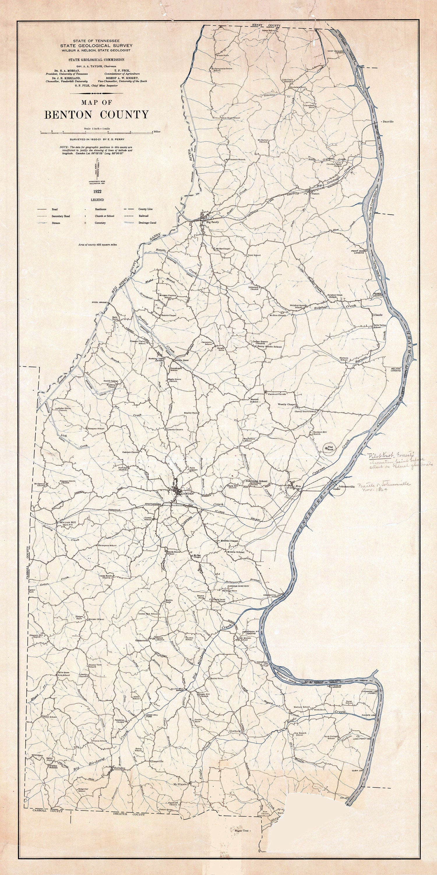 1922 Map of Benton County Tennessee