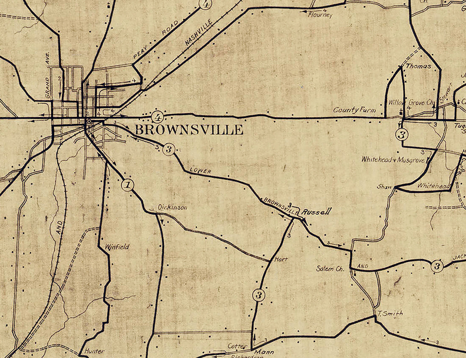 1930 Map of Haywood County Tennessee