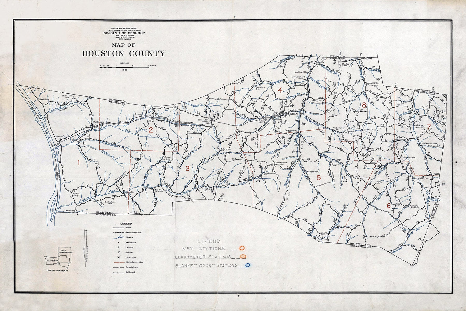 1931 Map of Houston County Tennessee