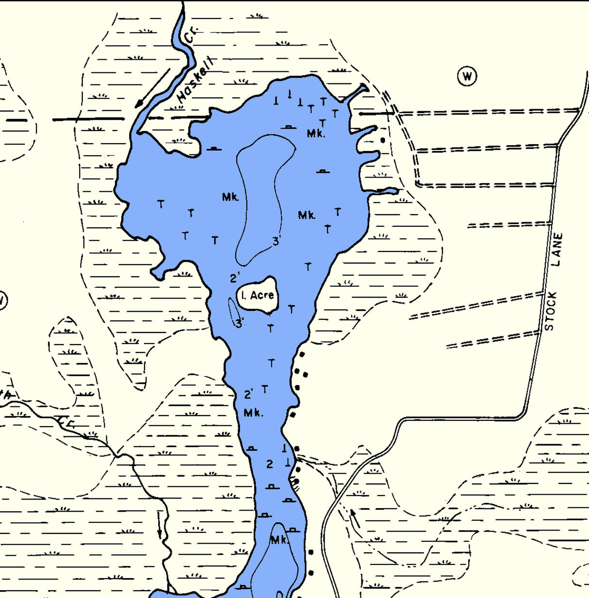 1976 Map of Squirrel Lake Oneida County Wisconsin