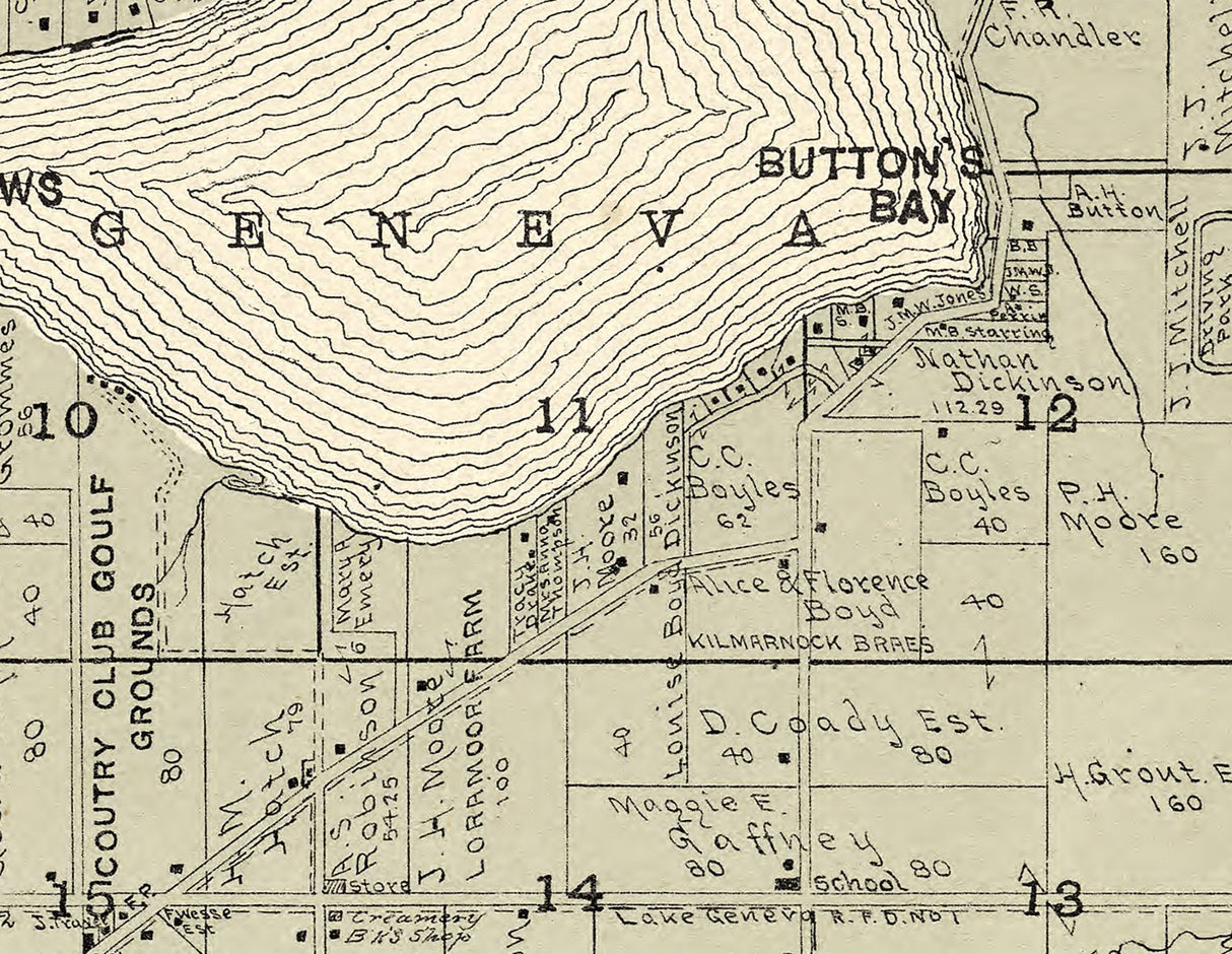1907 Map of Linn Township Walworth County Wisconsin