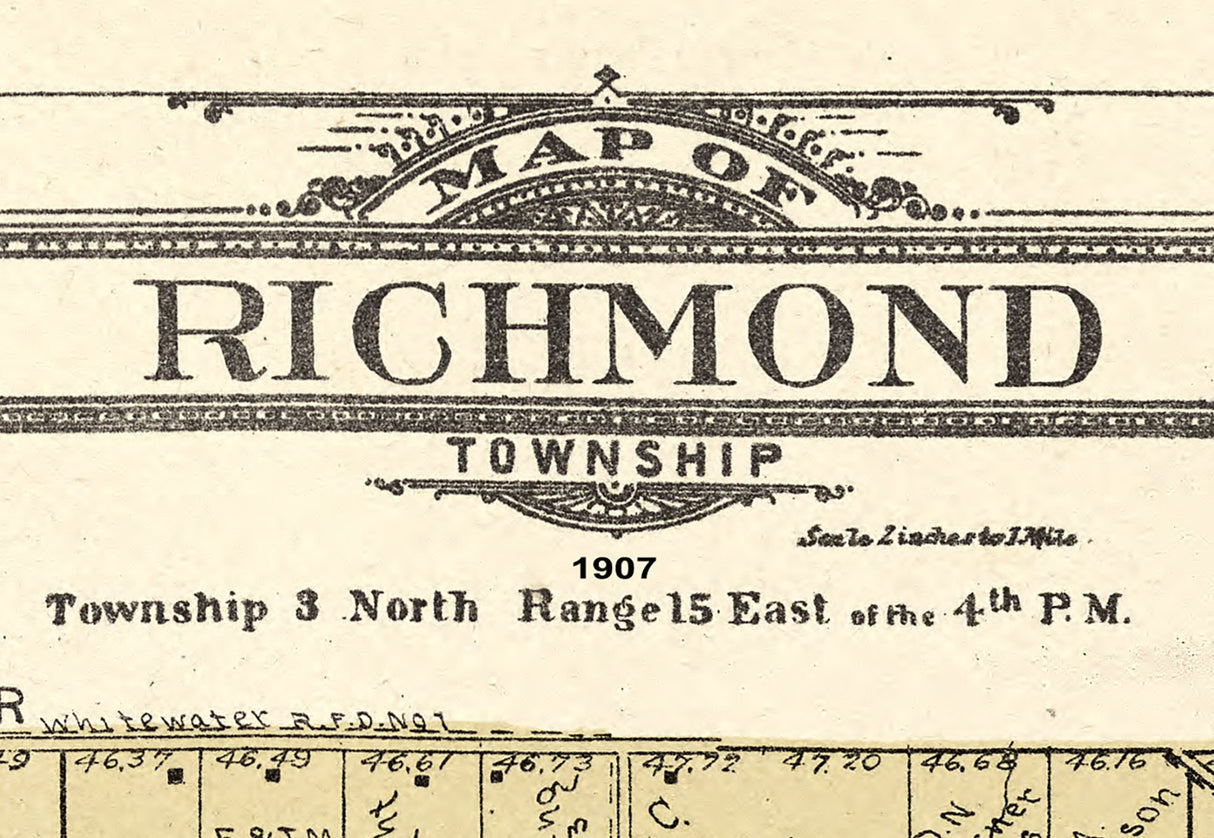 1907 Map of Richmond Township Walworth County Wisconsin