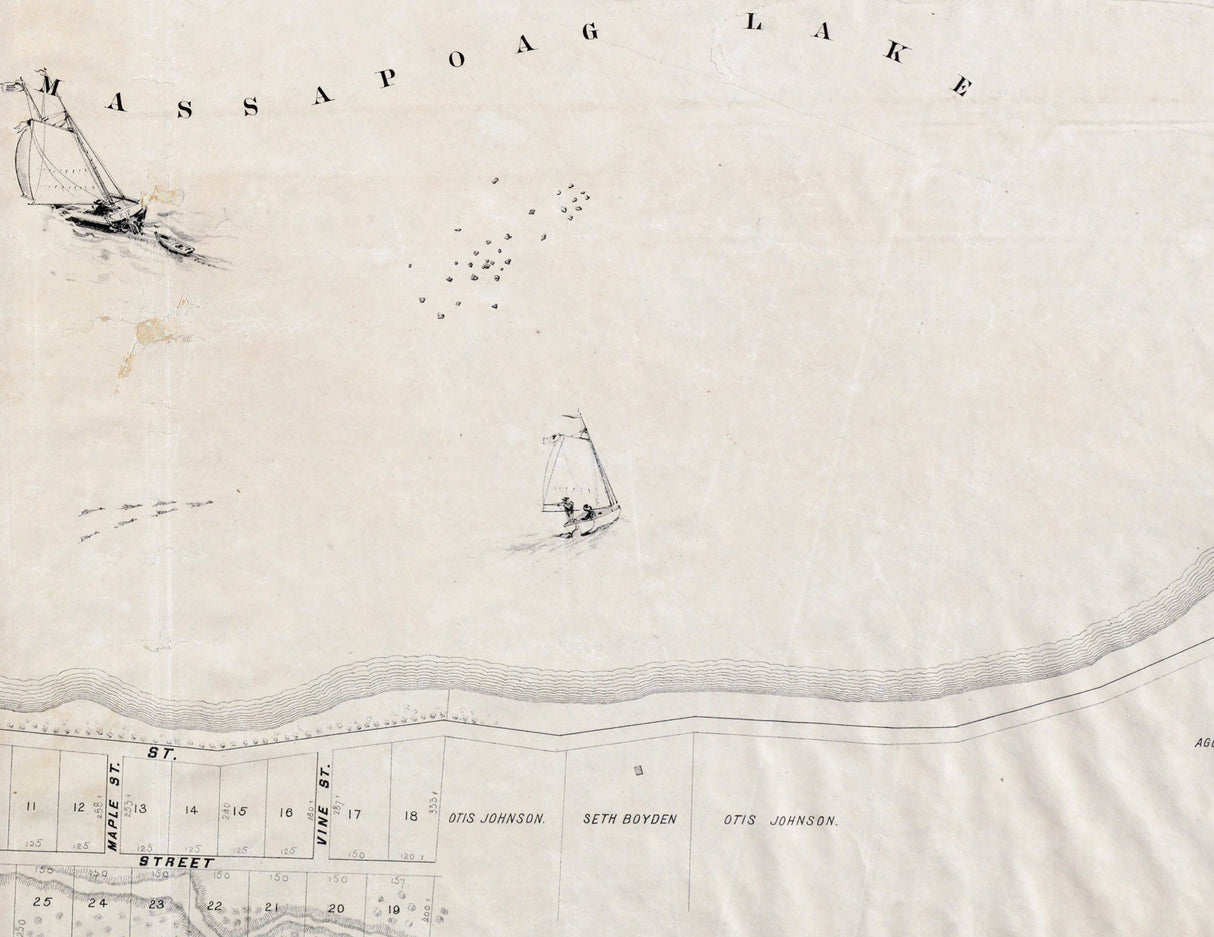 1870 Map of Massapoag Lake Norfolk County Massachusetts Town of Sharon
