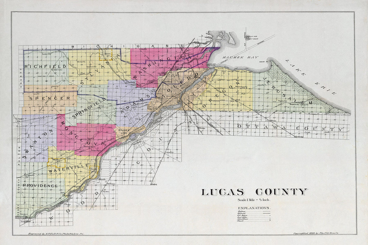 1899 Map of Lucas County Ohio