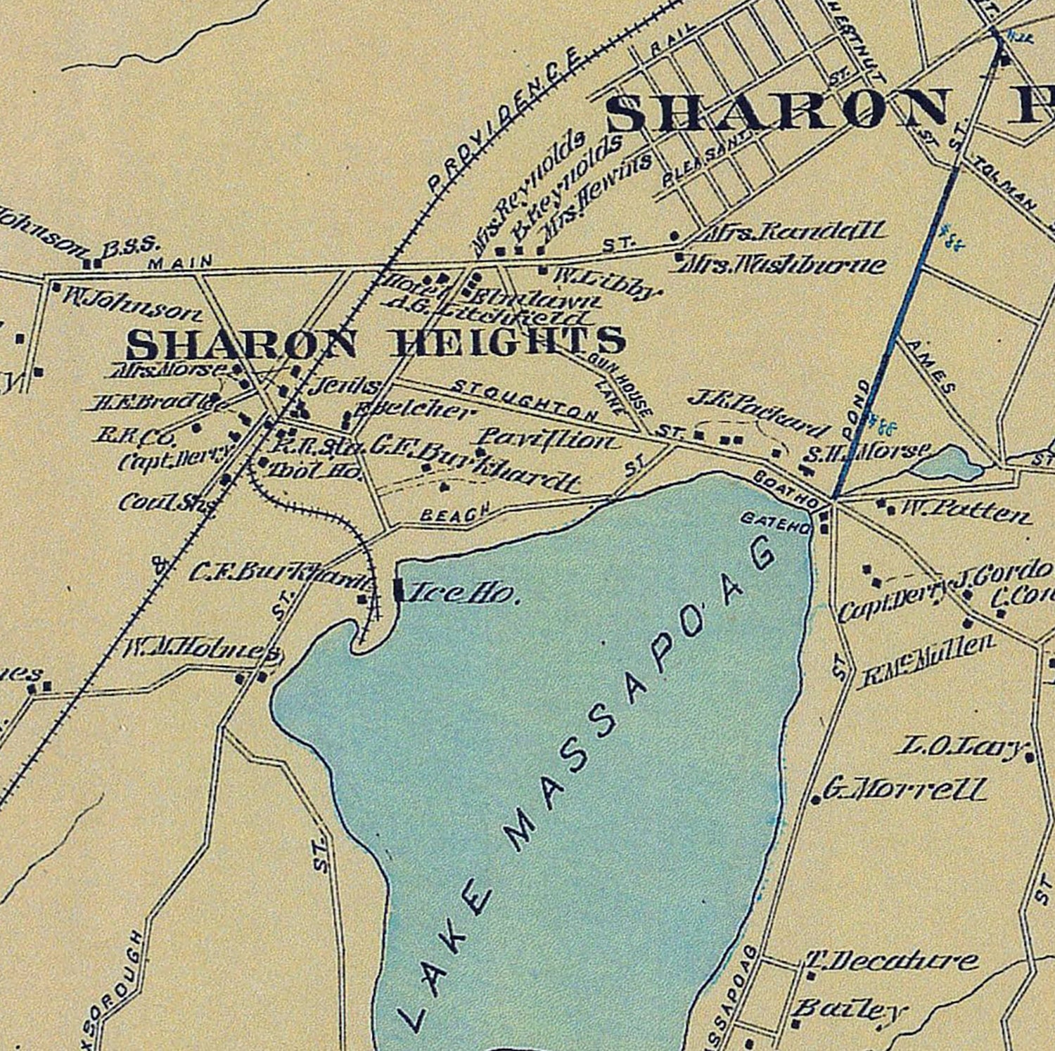 1888 Town Map of Sharon Norfolk County Massachusetts