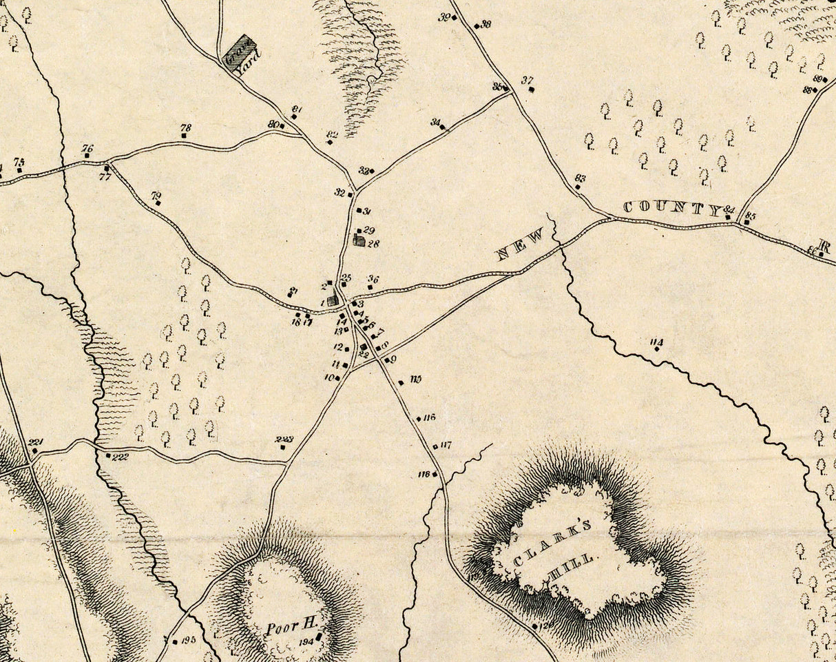 1833 Town Map of Lunenburg Worcester County Massachusetts