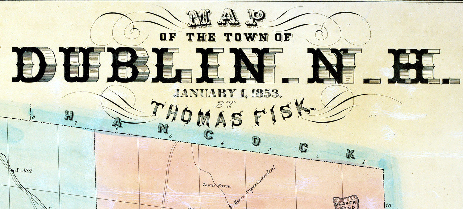 1853 Town Map of Dublin Cheshire County New Hampshire