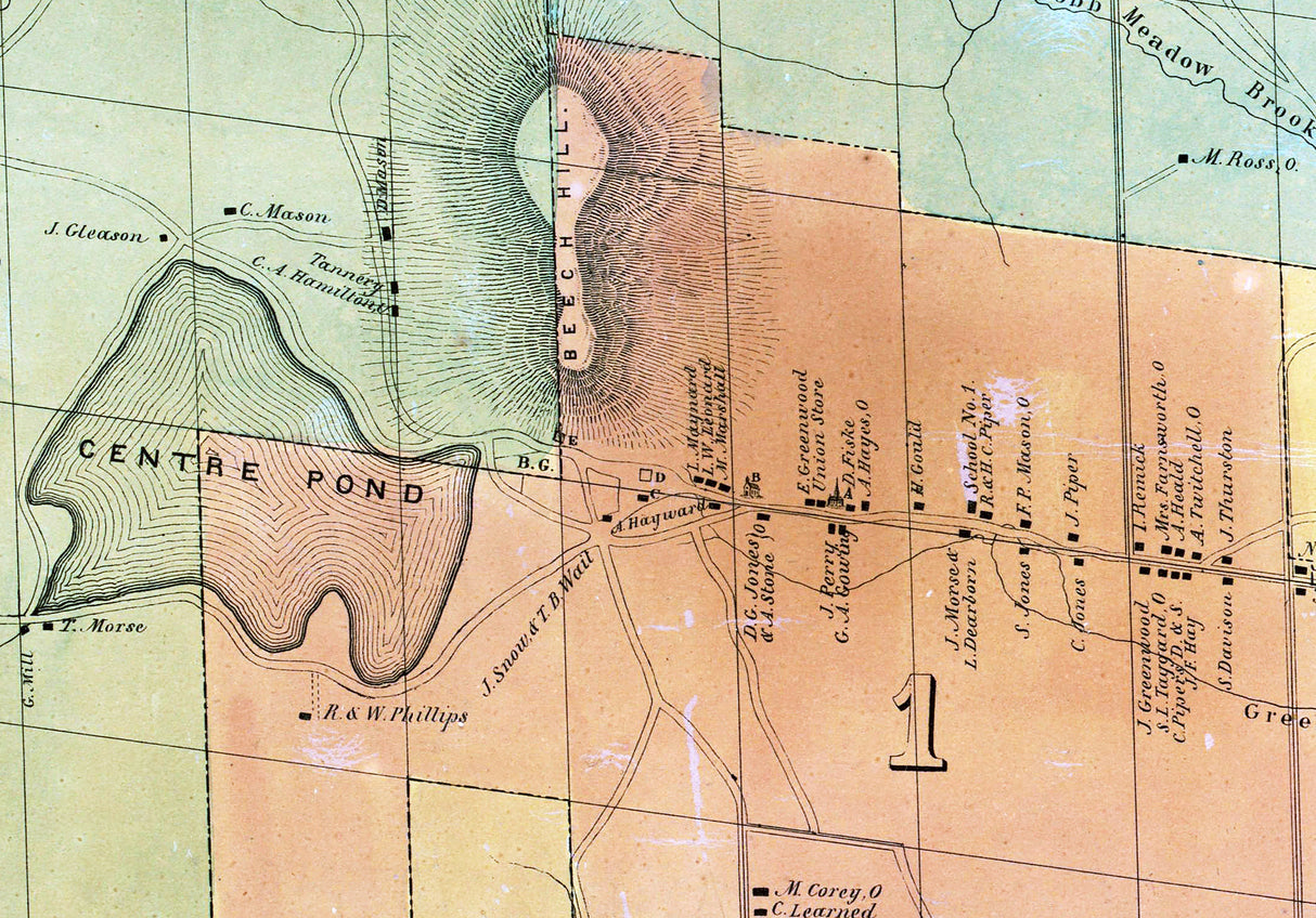 1853 Town Map of Dublin Cheshire County New Hampshire