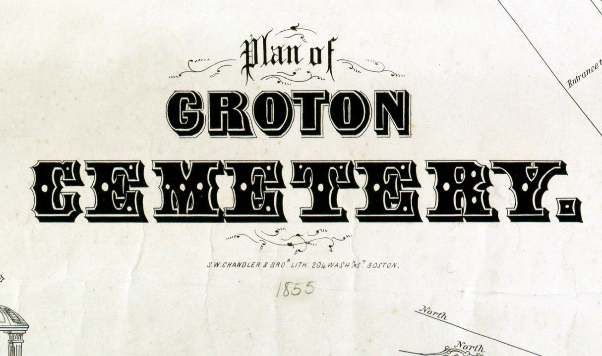 1855 Map of Groton Cemetery Middlesex County Massachusetts