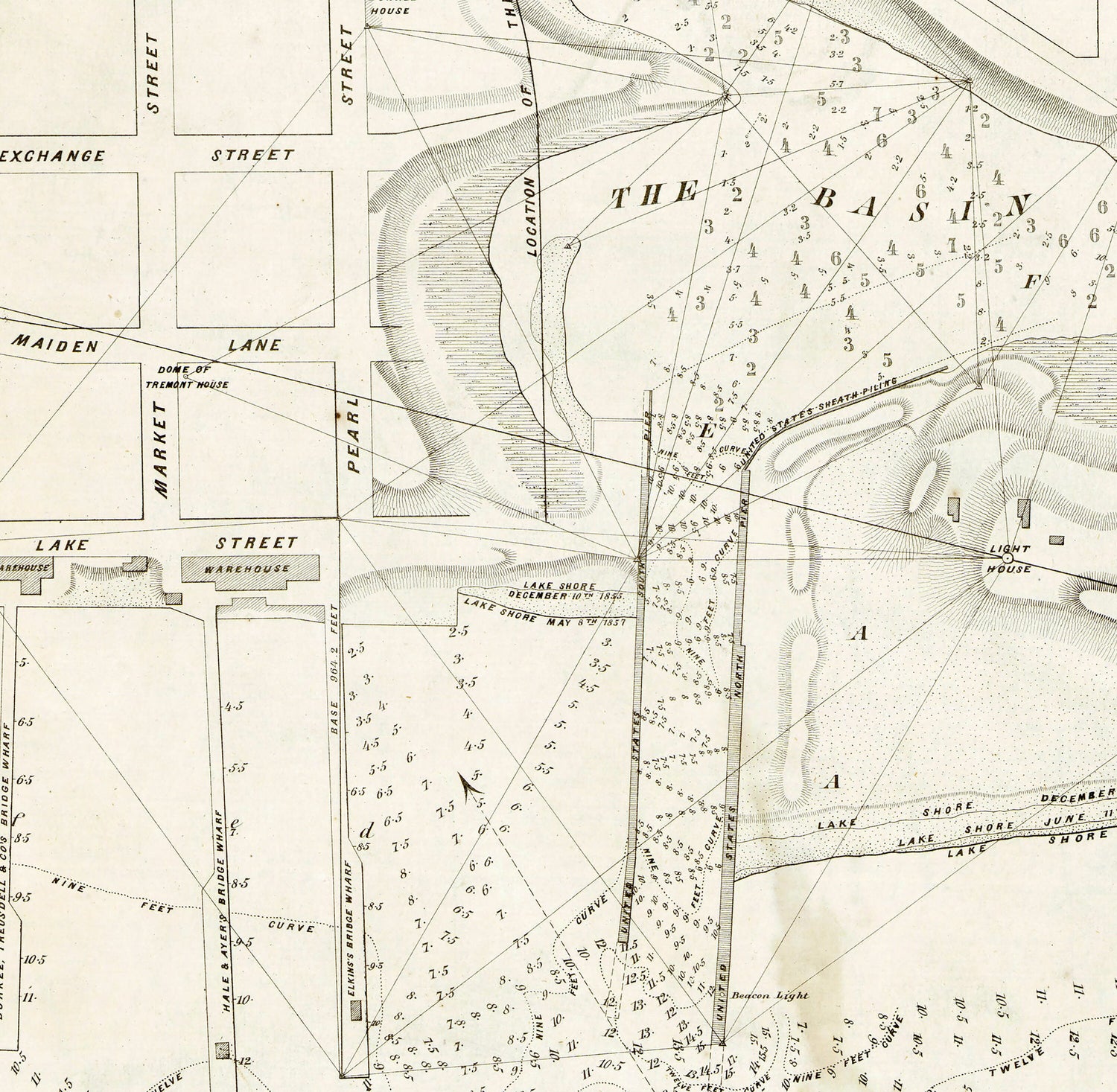 1857 Map of Kenosha Wisconsin Harbor Lake Michigan