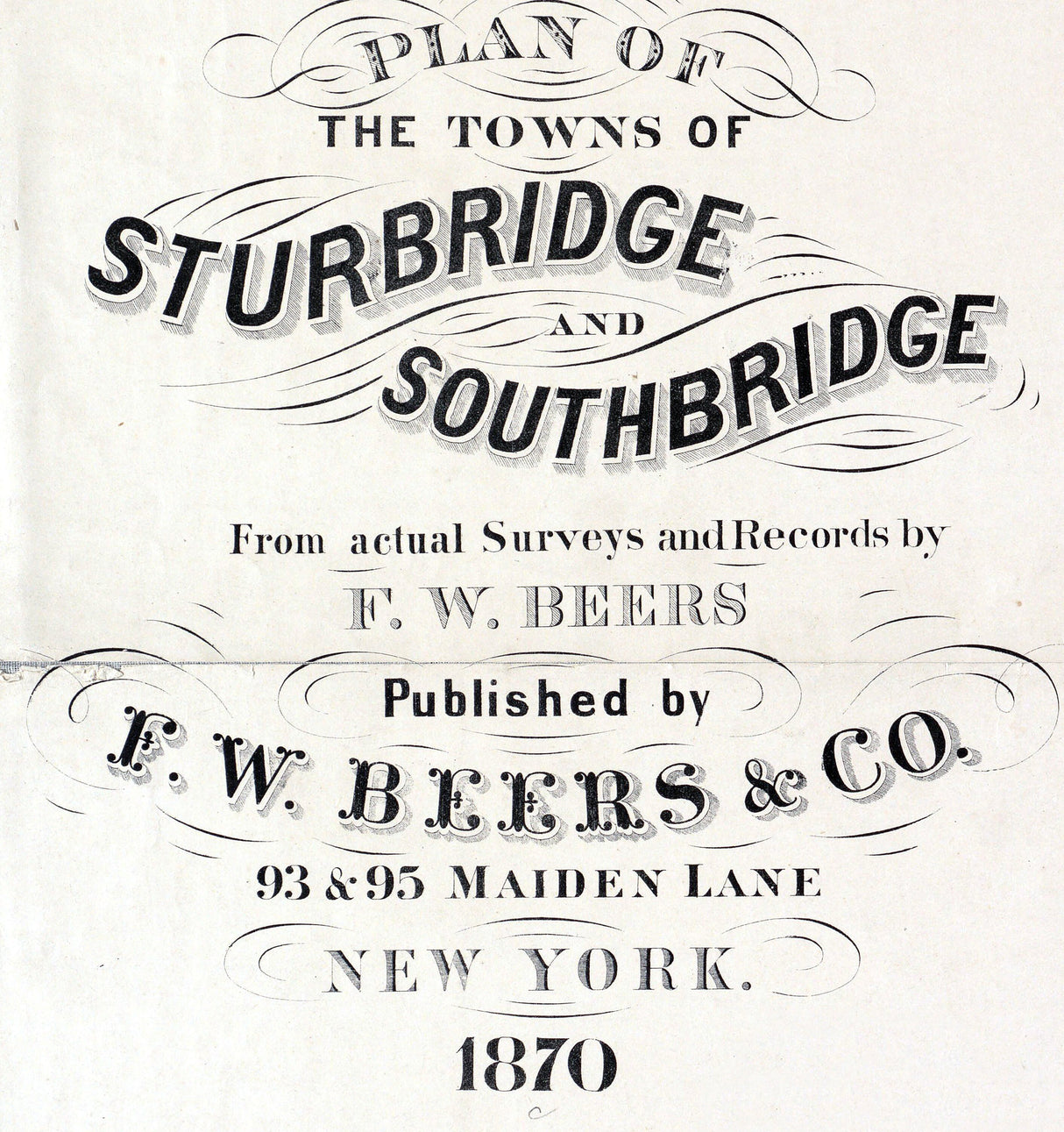 1870 Town Map of Sturbridge and Southbridge Massachusetts