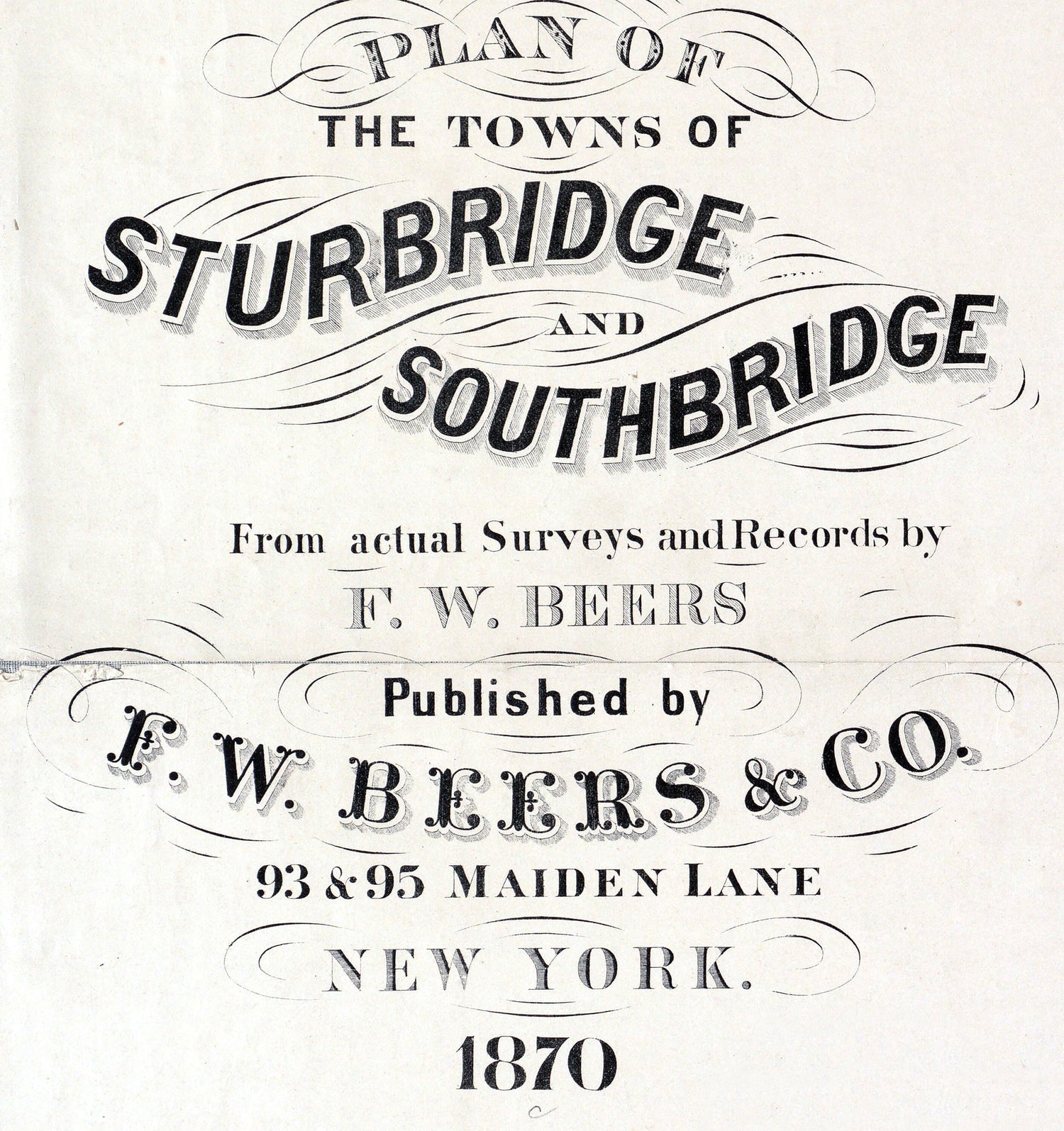 1870 Town Map of Sturbridge and Southbridge Massachusetts