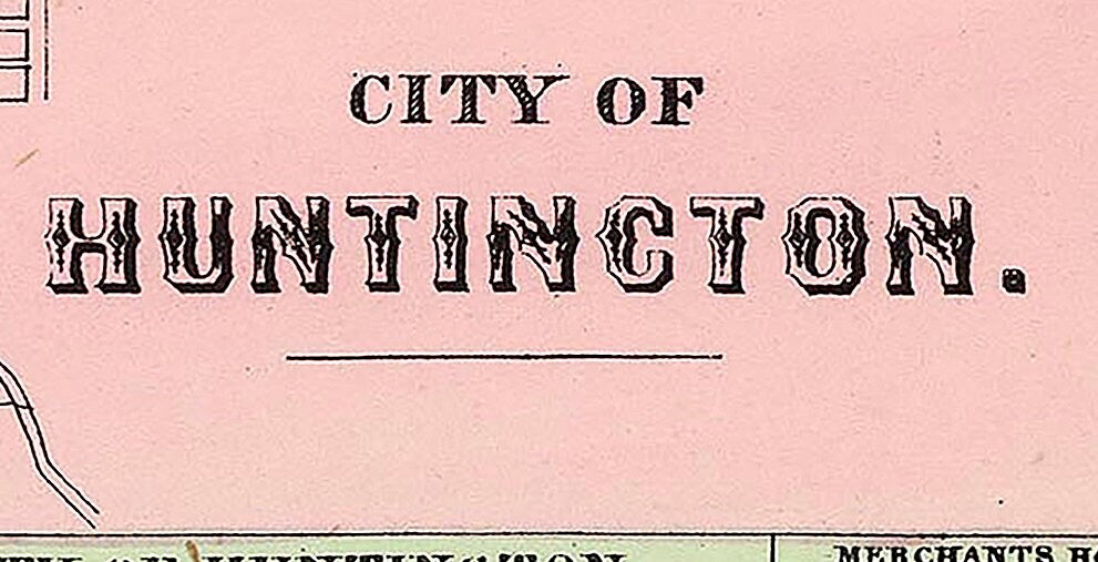 1872 Town Map of Huntington West Virginia