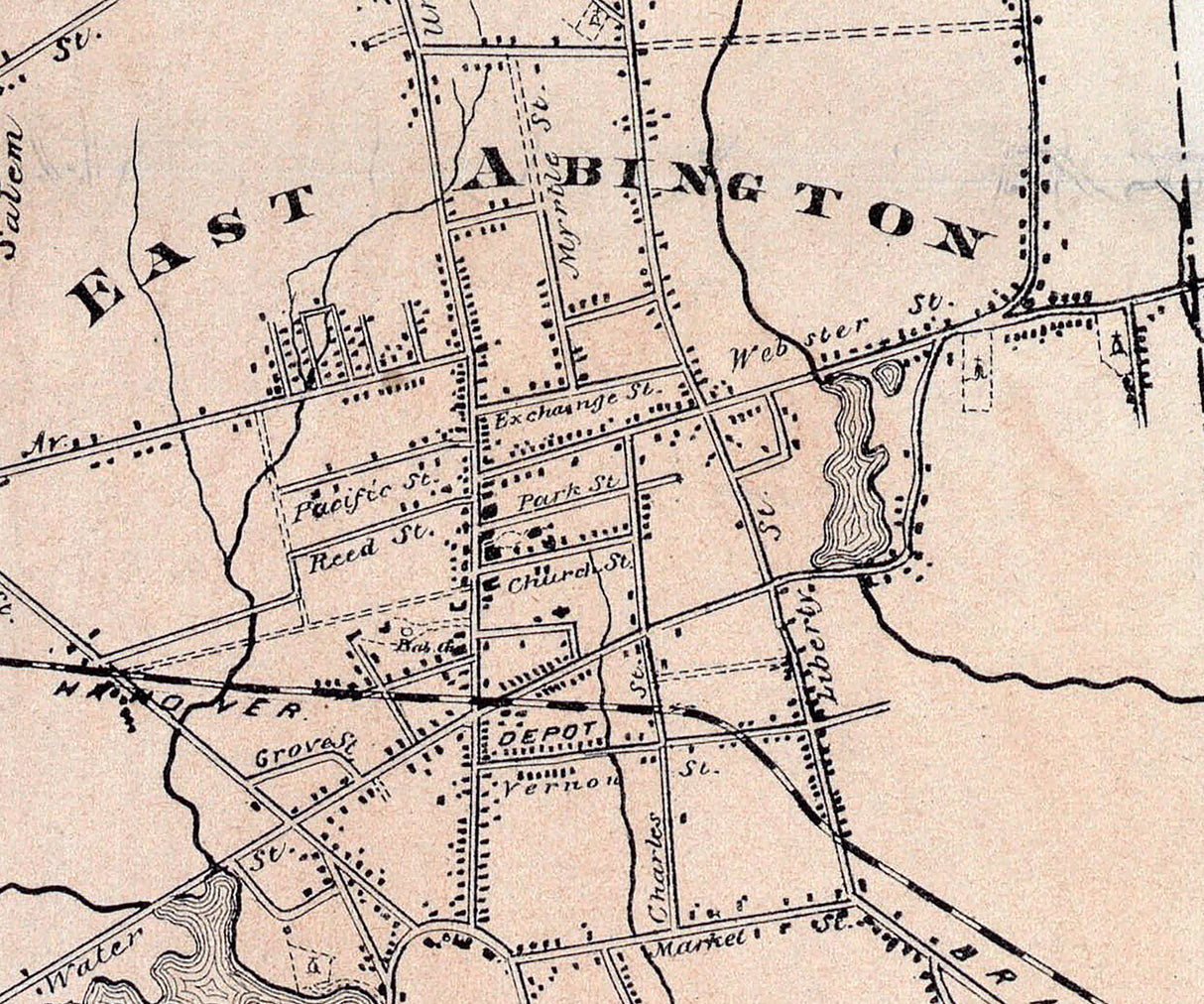 1873 Town Map of Abington Plymouth County Massachusetts
