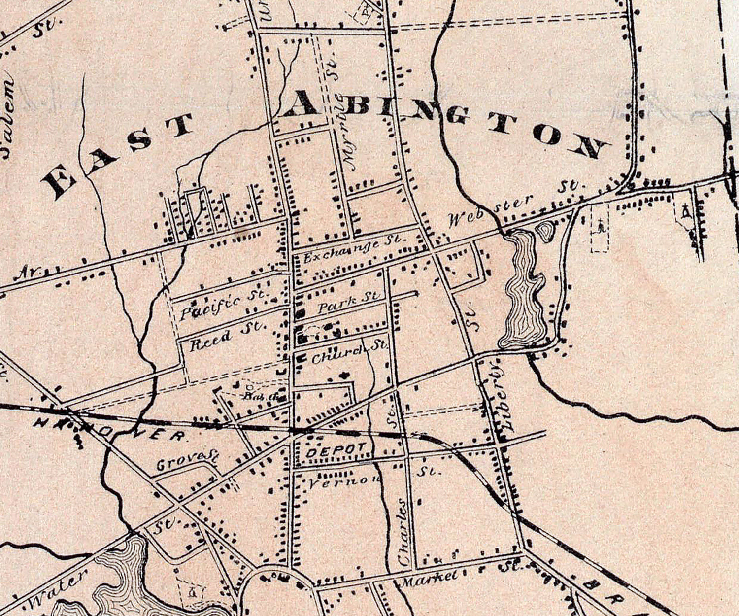 1873 Town Map of Abington Plymouth County Massachusetts