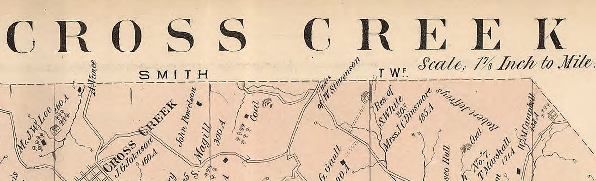1876 Map of Cross Creek Township Washington County Pa Beallsville