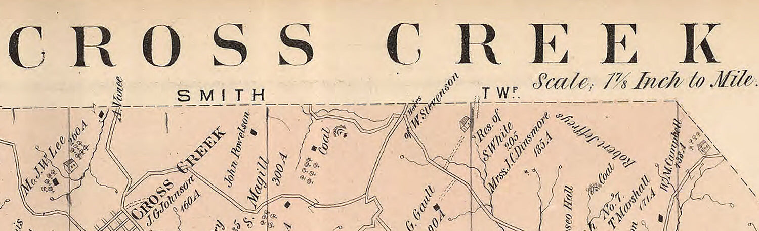 1876 Map of Cross Creek Township Washington County Pa Beallsville