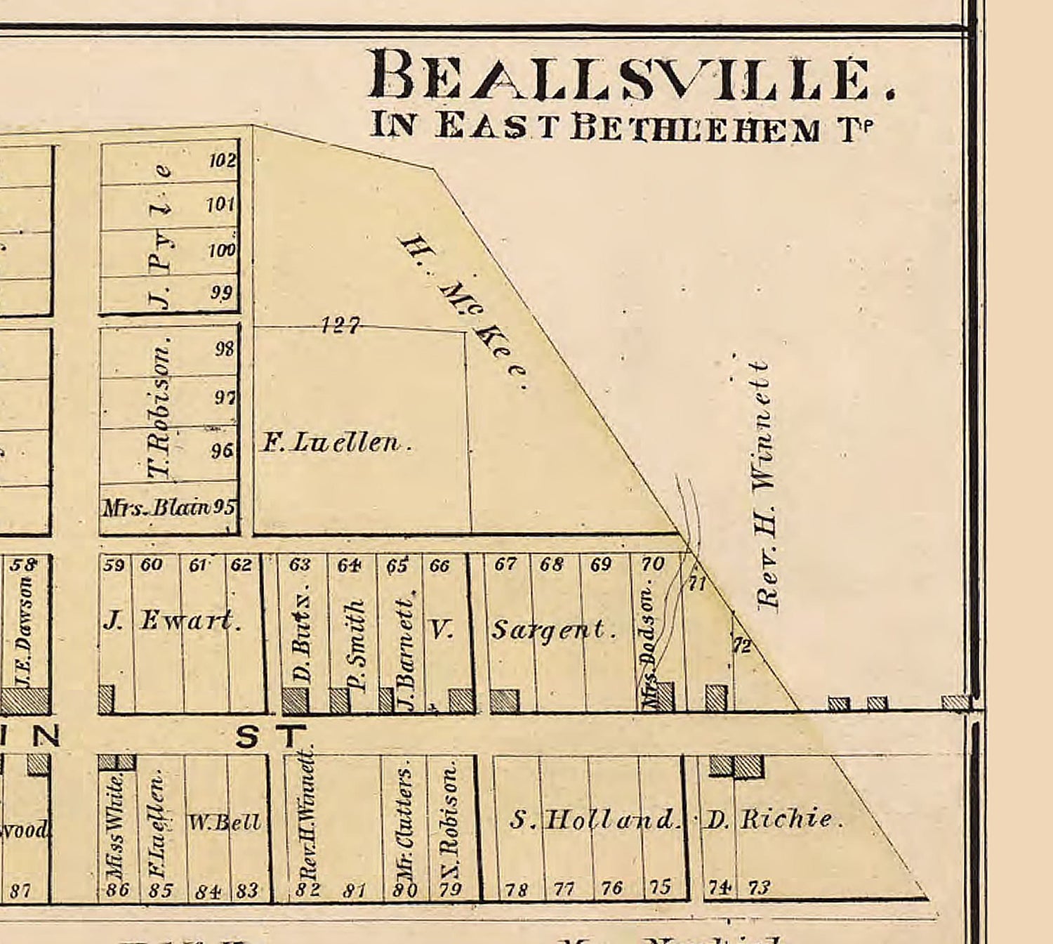 1876 Map of Cross Creek Township Washington County Pa Beallsville