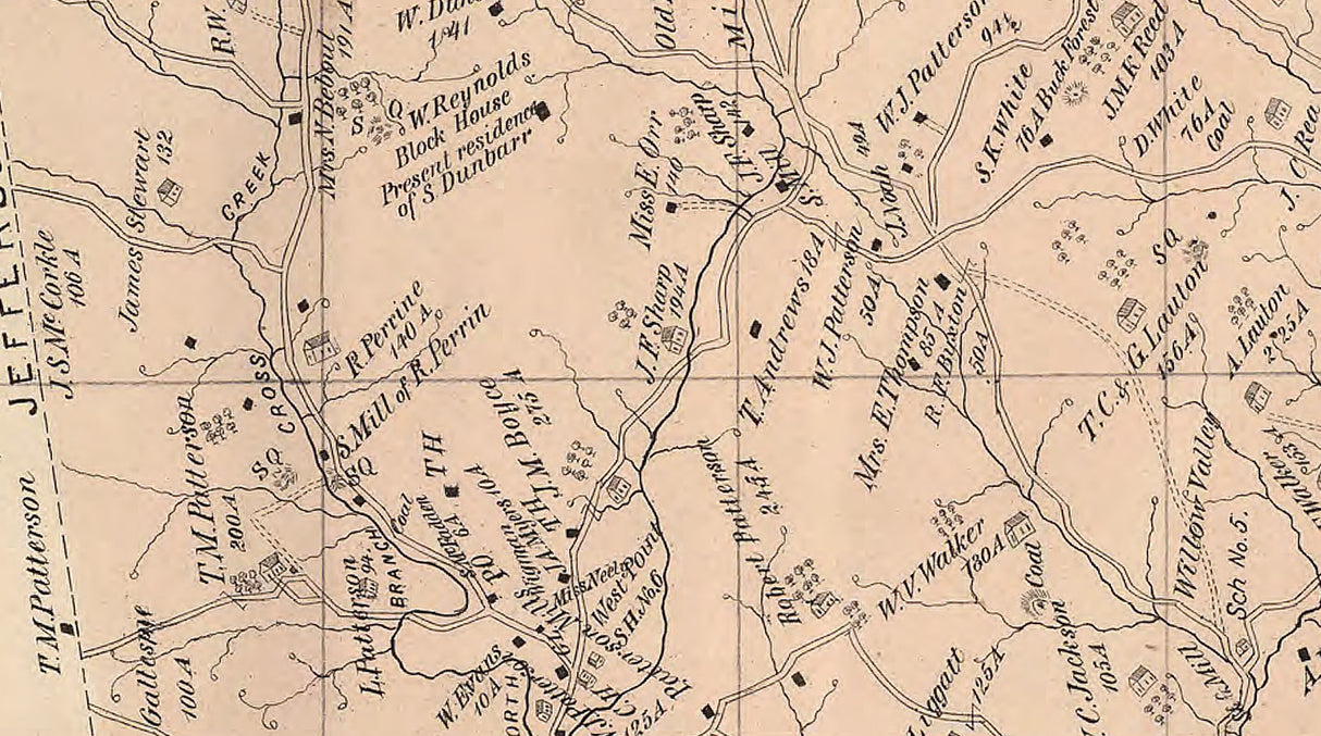 1876 Map of Cross Creek Township Washington County Pa Beallsville