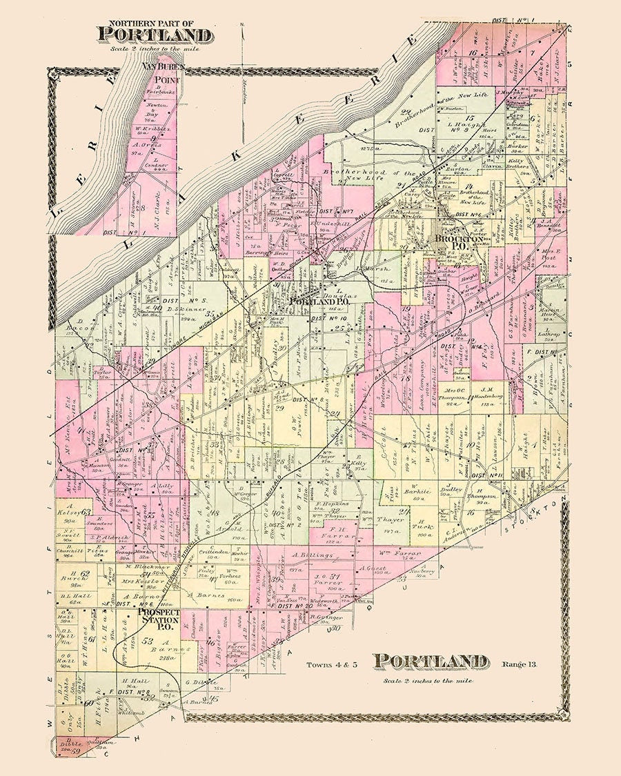 1881 Map of Portland Chautauqua County New York