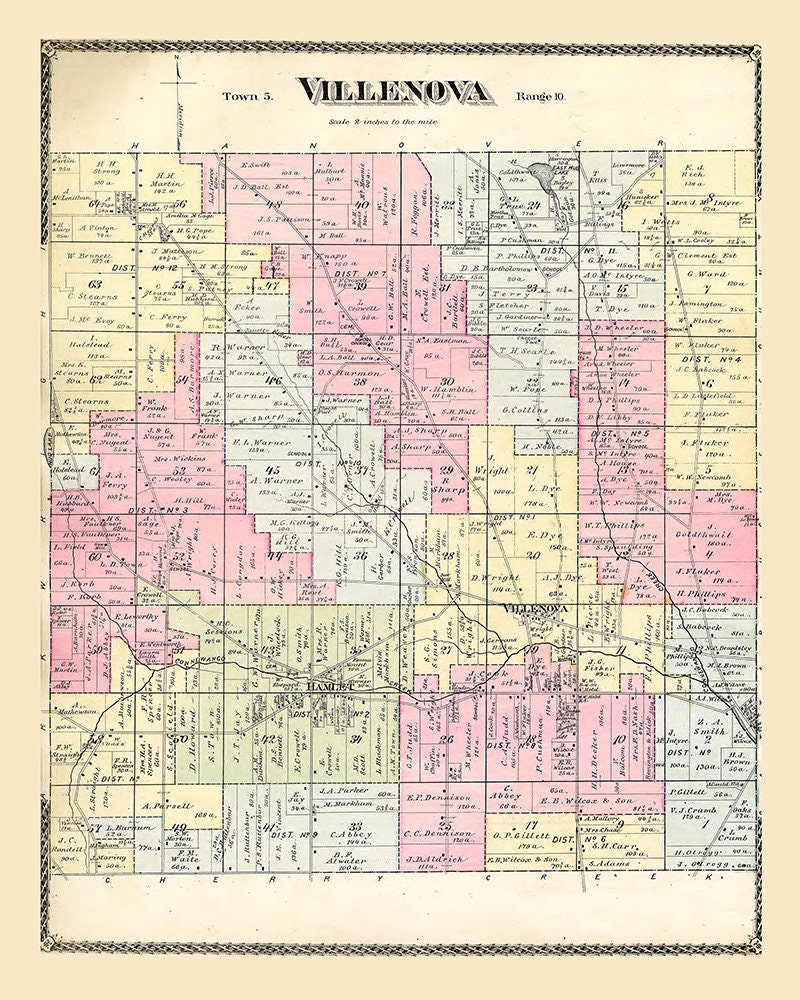 1881 Map of Villenova Chautauqua County New York