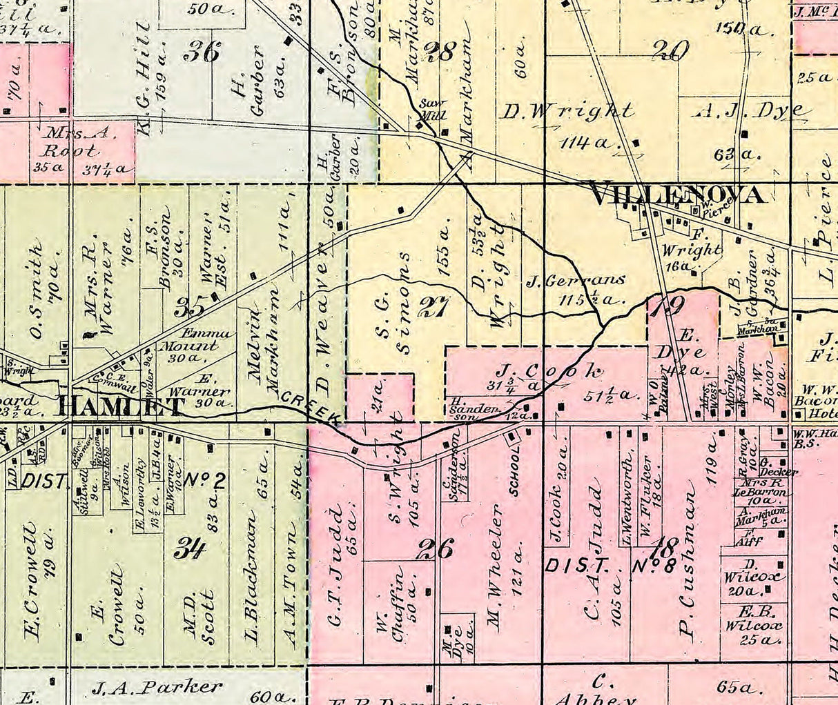 1881 Map of Villenova Chautauqua County New York