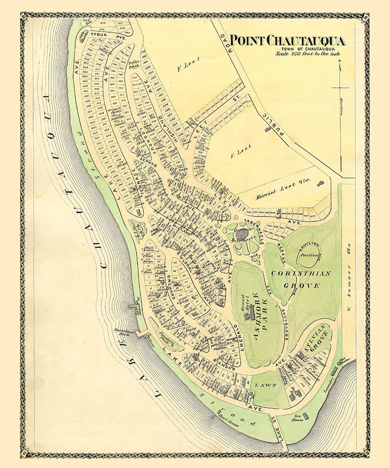 1881 Town Map of Point Chautauqua Chautauqua County New York