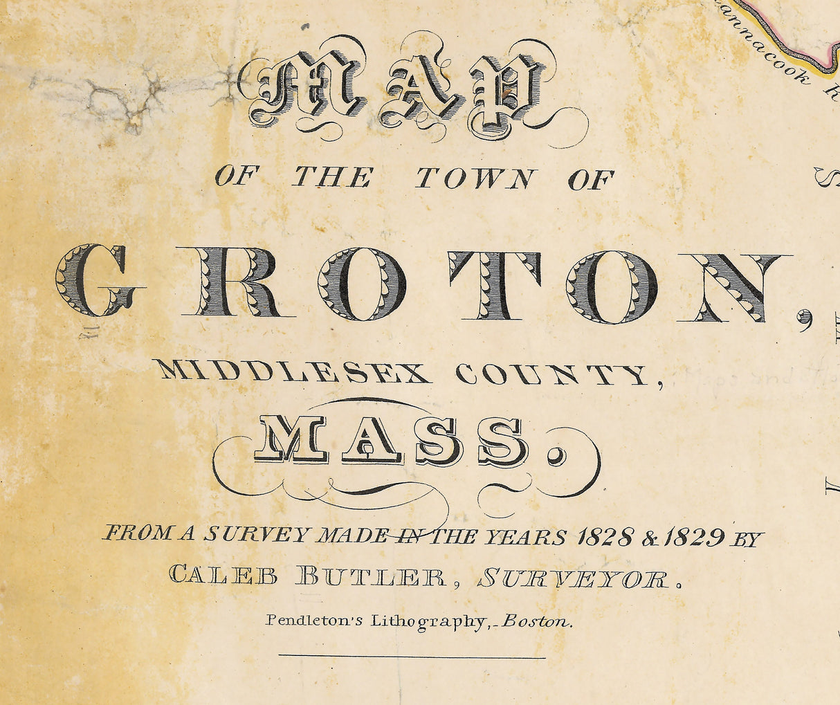 1831 Town Map of Groton Middlesex County Massachusetts