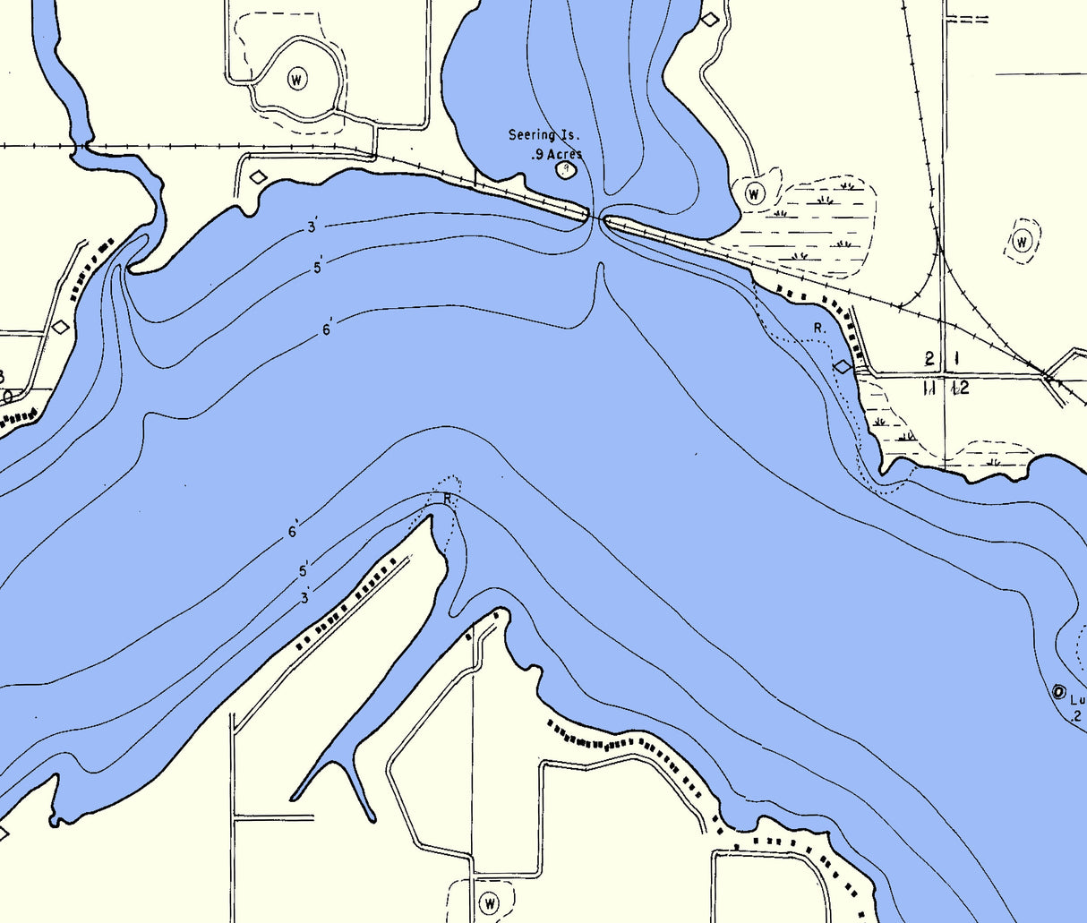 1972 Map of Beaver Dam Lake Dodge County Wisconsin