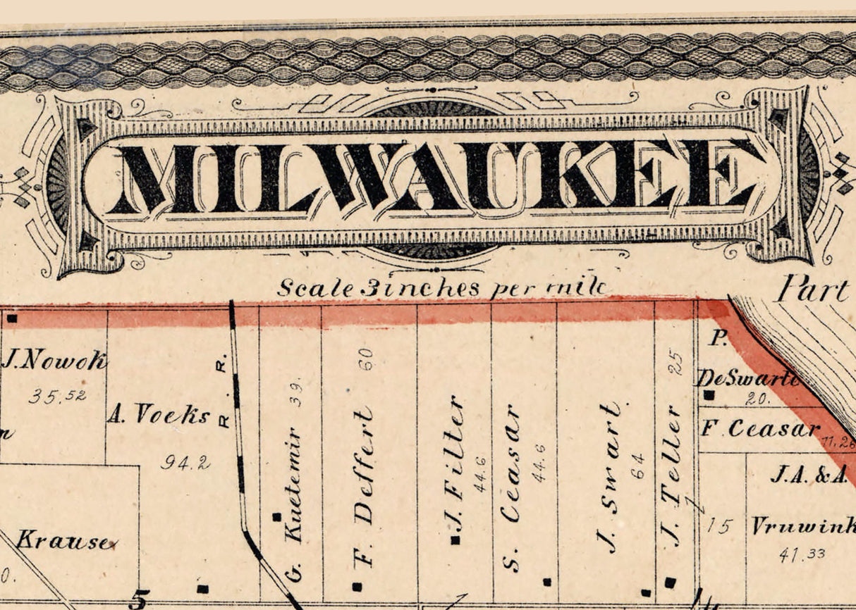1876 Map of Milwaukee Township Milwaukee County Wisconsin